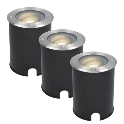 HOFTRONIC™ 3x Lilly dimbare LED Grondspot - Kantelbaar - Overrijdbaar - Rond - RVS - 4000K - 5 Watt - IP67 waterdicht - 3 jaar garantie
