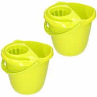 2x stuks groene dweilemmer/mopemmer 15 liter 38 x 34 cm