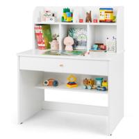 Kinderbureau met Lade & Opbergvak Houten Schoolbureau Kindertafel Wit
