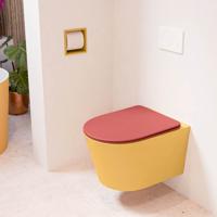 Wandcloset Mondiaz Lavie | Zonder spoelrand | Incl.Toiletzitting-Fire | Keramiek | Ocher (geel)
