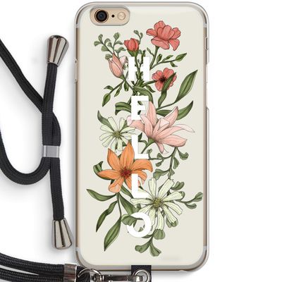 Hello bloemen: iPhone 6 / 6S Transparant Hoesje met koord