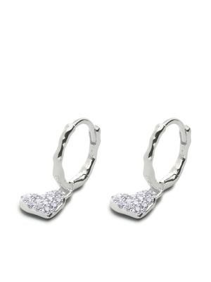 Monica Vinader boucles d'oreilles Diamond Heart en argent