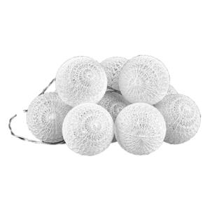 LED Lichtslinger/lichtsnoer - 10 led bolletjes - D4 cm - wit - 200 cm - batterijen