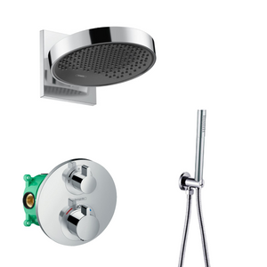 Hansgrohe Rainfinity inbouw regendouche waterbesparend met thermostaatkraan Ecostat S en Saniclear handdouche chroom