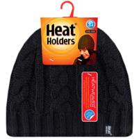 Heat Holders Ladies cable hat one size black Heat Holders Ladies cable hat one size black