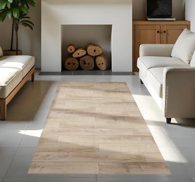 Beige parketvloer vinyl tapijt met houtstructuur