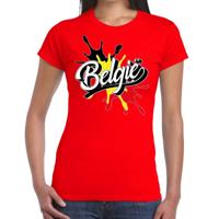 Landen t-shirt - Belgium - Belgie - spetter print - rood - voor dames - supporters kleding