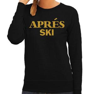 Apres ski sweater dames - Apres ski - zwart - glitter goud - wintersport - skieen/snowboarden