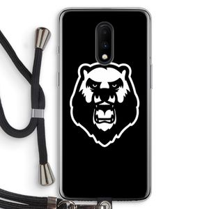 Angry Bear (black): OnePlus 7 Transparant Hoesje met koord