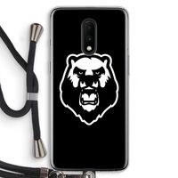 Angry Bear (black): OnePlus 7 Transparant Hoesje met koord
