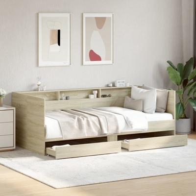 Slaapbank met lades zonder matras 75x190 cm sonoma eikenkleurig