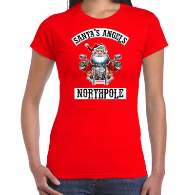 Fout Kerstshirt / outfit Santas angels Northpole rood voor dames
