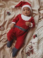 Pyjama Kerstman voor baby's van fluweel rood