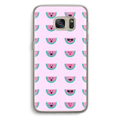 Smiley watermeloenprint: Samsung Galaxy S7 Transparant Hoesje