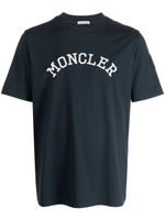 Moncler t-shirt en coton à logo brodé - Bleu