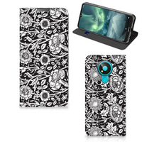 Nokia 3.4 Smart Cover Black Flowers