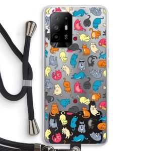 Kleurrijke katten: Oppo A95 5G Transparant Hoesje met koord