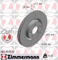 Remschijf COAT Z ZIMMERMANN, Remschijftype: Binnen geventileerd, u.a. für Hyundai, KIA