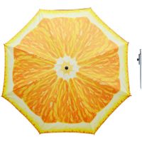 Parasol - sinaasappel fruit - D160 cm - incl. draagtas - parasolharing - 49 cm