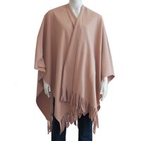 Luxe omslagdoek/poncho - roze - 180 x 140 cm - fleece - Dameskleding accessoires One size  -