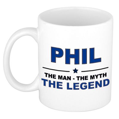 Phil The man, The myth the legend cadeau koffie mok / thee beker 300 ml