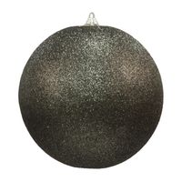 1x Zwarte grote decoratie kerstballen met glitter kunststof 25 cm   - - thumbnail