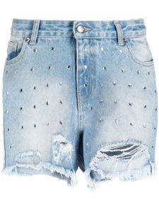 BARROW short en jean à ornements en cristal - Bleu