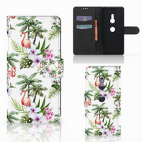 Sony Xperia XZ3 Telefoonhoesje met Pasjes Flamingo Palms - thumbnail