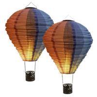 Solar luchtballon lampion - 2x - gekleurd - 20 led lampjes - 20 x 42 cm - zonne-energie