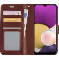Basey Samsung Galaxy A22 4G Hoesje Book Case Kunstleer Cover Hoes - Bruin - thumbnail