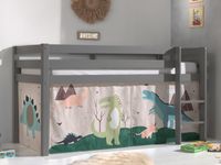 Bed ALIZE halfhoogslaper 90x200 cm grijs pijnboom tent Dinosaurus - thumbnail