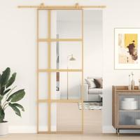 VidaXL Schuifdeur 76x205 cm helder esg-glas en aluminium goudkleurig
