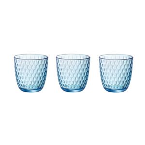 8x stuks waterglazen/drinkglazen blauw transparant met relief 290 ml