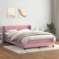 Boxspring met matras fluweel roze 160x210 cm