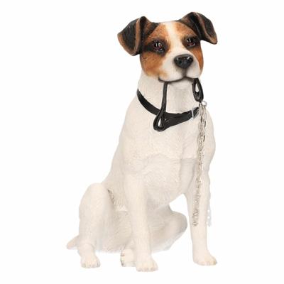 Honden beeldje - Jack Russel - hond met riem - 15 cm