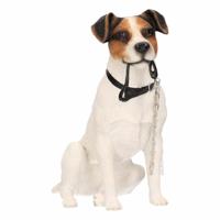 Honden beeldje - Jack Russel - hond met riem - 15 cm Honden beeldje - Jack Russel - hond met riem - 15 cm