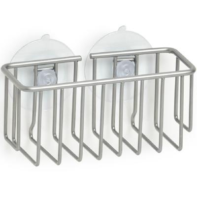 Zeller houder met zuignappen - metaal - 13 x 5,5 cm - Zeephouders - Muurhouders voor keuken/badkamer
