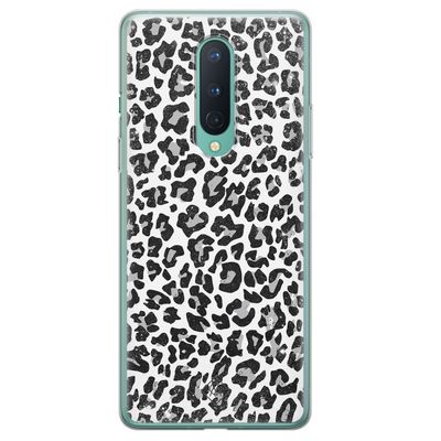 OnePlus 8 siliconen telefoonhoesje - Luipaard grijs