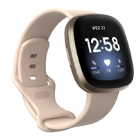 Bandje geschikt voor Fitbit Sense - Maat L - Polsband - Horlogebandje - Siliconen - Beige