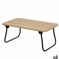 Opvouwbaar dienblad voor bed Max Home Hout Staal Melamine 53 x 22 x 30 cm 2 Stuks