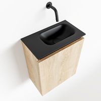 Toiletmeubel Mondiaz Ture | 40 cm | Meubelkleur Washed oak | Eden wastafel Urban Rechts | Zonder kraangat