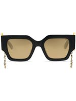 Philipp Plein lunettes de soleil carrées à plaque logo - Noir