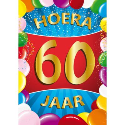 Verjaardag deurposter - 60 jaar - multi - 59 x 84 cm - leeftijd feestartikelen Verjaardag deurposter - 60 jaar - multi - 59 x 84 cm - leeftijd feestartikelen