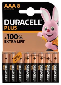 Duracell plus alkaline 100% AAA 8-pack