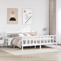 Bedframe zonder matras massief grenenhout wit 200x200 cm