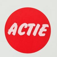 Etiket rood/wit 35mm ACTIE 500rol