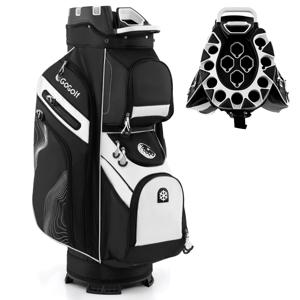 Golfbag met 14 Vakken & Draagriem & Regenhoes & 11 Zakken Lichtgewicht Golfkar tas Zwart