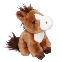 Pony/paard pluche knuffeldier - 18 cm - bruin - boerderijdieren knuffels - thumbnail