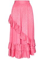 Batsheva jupe mi-longue volantée - Rose