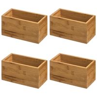 6x stuks opberg/sorteer/kast/lade verdelers vakjes bamboe hout 18 x 9 x 9.5 cm